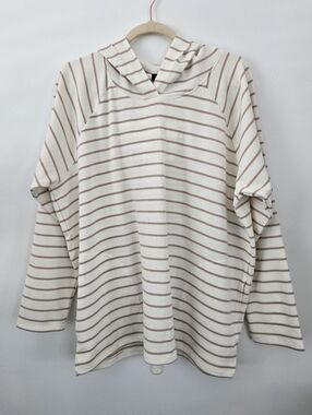 Max & Mia Waffle Knit Striped Tunic Lenght Raglan Lounge Hoodie. Size XXL.